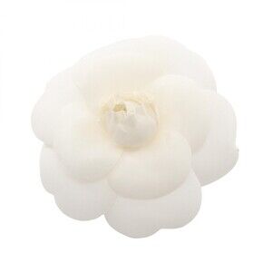 Chanel Camelia Brooch Pin Fabric White #301310C39B